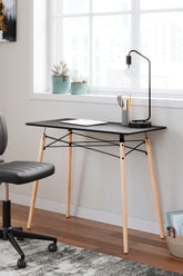 Prime Furniture - Ashley Furniture - Jaspeni Office Desk - Home Office Desk / Black/Natural - H020-10